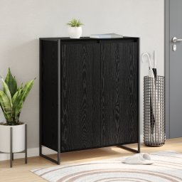 vidaXL Schoenenkast Zwart Eiken 79 x 36 x 100 cm Bewerkt hout