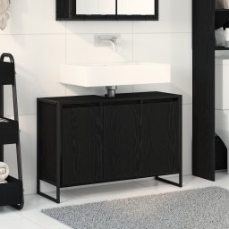 vidaXL Badkamer Kast Zwart Eiken 90 x 30 x 60 cm Bewerkt hout