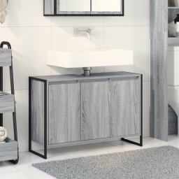vidaXL Badkamer Kast Grijs Sonoma 90 x 30 x 60 cm Bewerkt hout