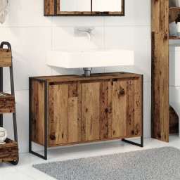 vidaXL Badkamer Kast Oud Hout 90 x 30 x 60 cm Bewerkt hout