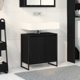 vidaXL Badkamer Kast Zwart Eiken 60 x 30 x 60 cm Bewerkt hout