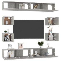 vidaXL 8-delige Tv-meubelset bewerkt hout betongrijs