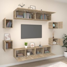 vidaXL 8-delige Tv-meubelset bewerkt hout sonoma eikenkleurig