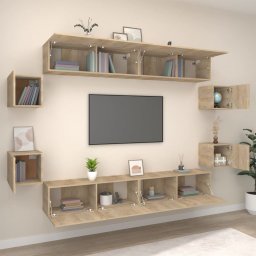 vidaXL 8-delige Tv-meubelset bewerkt hout sonoma eikenkleurig