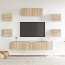 vidaXL 7-delige Tv-meubelset bewerkt hout sonoma eikenkleurig