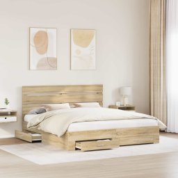 vidaXL Bedframe met lade Sonoma Eiken 200 x 200 cm Bewerkt hout