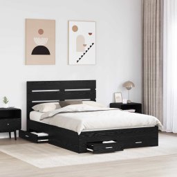 vidaXL Bedframe met lade Zwart Eiken 160 x 200 cm Bewerkt hout
