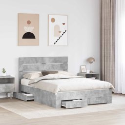 vidaXL Bedframe met lade Beton Grijs 140 x 200 cm Bewerkt hout