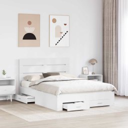 vidaXL Bedframe met lade met hoofdeinde Wit 140 x 190 cm Bewerkt hout