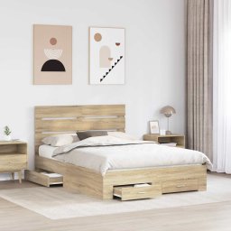 vidaXL Bedframe met lade Sonoma Eiken 140 x 190 cm Bewerkt hout