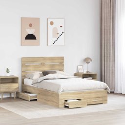 vidaXL Bedframe met lade Sonoma Eiken 120 x 200 cm Bewerkt hout