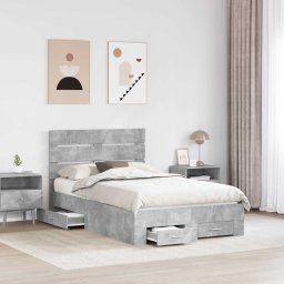 vidaXL Bedframe met lade Beton Grijs 120 x 190 cm Bewerkt hout