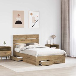vidaXL Bedframe met lade Artisan Eiken 120 x 190 cm Bewerkt hout