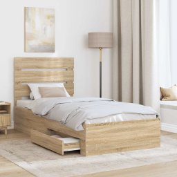vidaXL Bedframe met lade Sonoma Eiken 100 x 200 cm Bewerkt hout