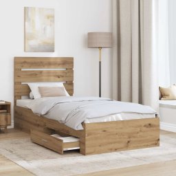vidaXL Bedframe met lade Artisan Eiken 100 x 200 cm Bewerkt hout