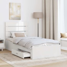vidaXL Bedframe met lade met hoofdeinde Wit 90 x 190 cm Bewerkt hout