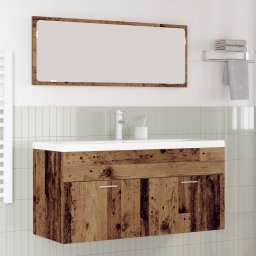vidaXL Badkamerkast Oudhout 100 x 38,5 x 46 cm Bewerkt hout