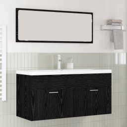 vidaXL Badkamerkast Zwart Eiken 100 x 38,5 x 46 cm Bewerkt hout