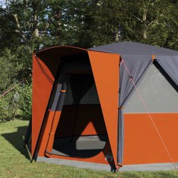 vidaXL Cabinetent 6-Personen Grijs en Oranje 425 x 396 x 222 cm
