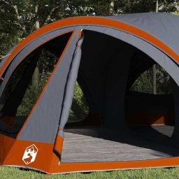 vidaXL Familietent voor 10 personen Grijs en Oranje 460 x 430 x 214 cm