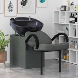 vidaXL Shampoo Stoel Donkergrijs en Zwart 136 x 60 x 92 cm Stof