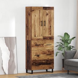 vidaXL Hoge kast 2 st Oudhout 69,5 x 34 x 180 cm Bewerkt hout en glas