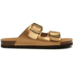 Scholl JACKIE - maat 39 - Sandaal 2 bandjes Dames Synthetisch Gelamineerd Leer - brons