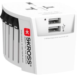 SKROSS - Reisadapter - Wereld adapter MUV 2-polig + 2xUSB 2400 mA