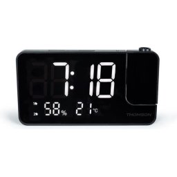Projectorklokradio - THOMSON - Zwart - FM-radio - Temperatuur - Vochtigheid - Dubbel alarm - USB-C - Voeding 230V