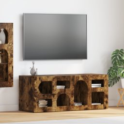 vidaXL TV-kast ELST 100 x 35 x 40 cm Gerookt eiken Bewerkt hout