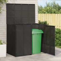 vidaXL Afvalbak Box 2 st Zwart 130 x 80 x 115 cm Polyetheen