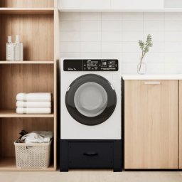 vidaXL Wasmachineverhoger Zwart 64 x 55 x 32,5 cm Staal