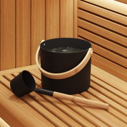 vidaXL Sauna Accessoire Set 2 st Zwart Aluminium en Massief Grenenhout