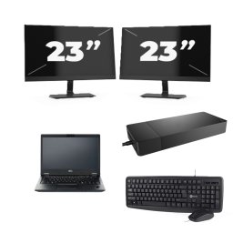 Fujitsu LIFEBOOK E5410 - Intel Core i3-10e Generatie - 14 inch - 8GB RAM - 256GB SSD - Windows 11 Home + 2x 23 inch Monitor