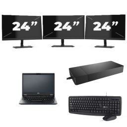Fujitsu LIFEBOOK E5410 - Intel Core i3-10e Generatie - 14 inch - 8GB RAM - 256GB SSD - Windows 11 Home + 3x 24 inch Monitor