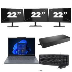 Lenovo ThinkPad X13 - AMD Ryzen 3 PRO 4450U - 13 inch - 8GB RAM - 256GB SSD - Windows 11 Home + 3x 22 inch Monitor