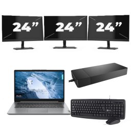 Lenovo ThinkPad T14 Gen 1 - AMD Ryzen 5 PRO 4650U - 14 inch - 8GB RAM - 256GB SSD - Windows 11 Home + 3x 24 inch Monitor