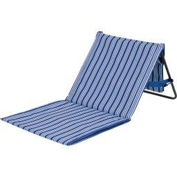 Campart Strandstoel en Strandligbed BE-0421 - Stretcher en Stoel Inklapbaar - Strandmat met verstelbare rugleuning - Met afneembaar hoofdkussen - Blauw Wit