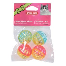 ZOLUX KATTENSPEELGOED BAL MET BEL ASSORTI 4 CM 4 ST