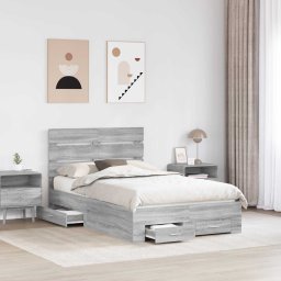 vidaXL Bedframe met lade Grijs Sonoma 120 x 190 cm Bewerkt hout