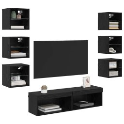 vidaXL TV-kast 8 st Zwart Eiken Glas