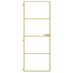vidaXL Binnendeur smal 76x201,5 cm gehard glas en aluminium goudkleur