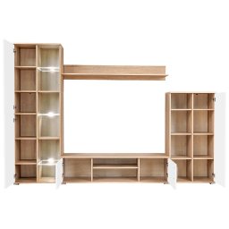 vidaXL Tv-wandmeubel met LED-verlichting Sonoma eiken en wit