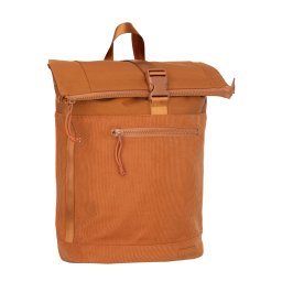 New Rebels New York Ribbi Rolltop Rugzak 17-21L Schooltas & Werktas Ribstof Laptop Rugtas 15.6 inch Oranje coffee bruin