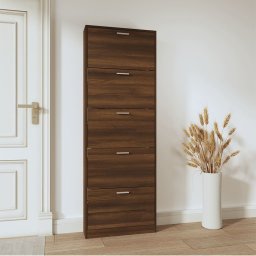 vidaXL Schoenenkast 59x17x169 cm bewerkt hout bruin eikenkleur