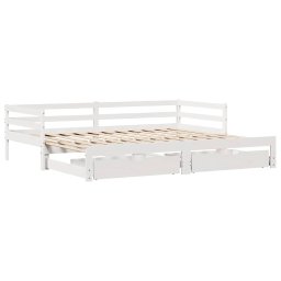 vidaXL Slaapbank met onderschuifbed/lades zonder matras 90x190 cm wit