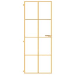 vidaXL Binnendeur smal 76x201,5 cm gehard glas en aluminium goudkleur