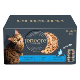 24x70g Encore blikje in bouillon Vis Selection Multipack natvoer voor katten