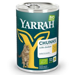 405g biologisch chunks Kip met brandnetel & tomaat in saus Yarrah Kattenvoer