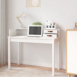 vidaXL Bureau 110x50x93 cm massief grenenhout wit